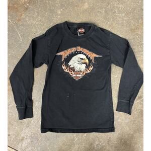 Harley Davidson Long Sleeve T Shirt Youth Medium Black L